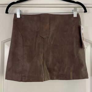 Madden NYC Faux Leather Mini Skirt Chocolate Brown - S